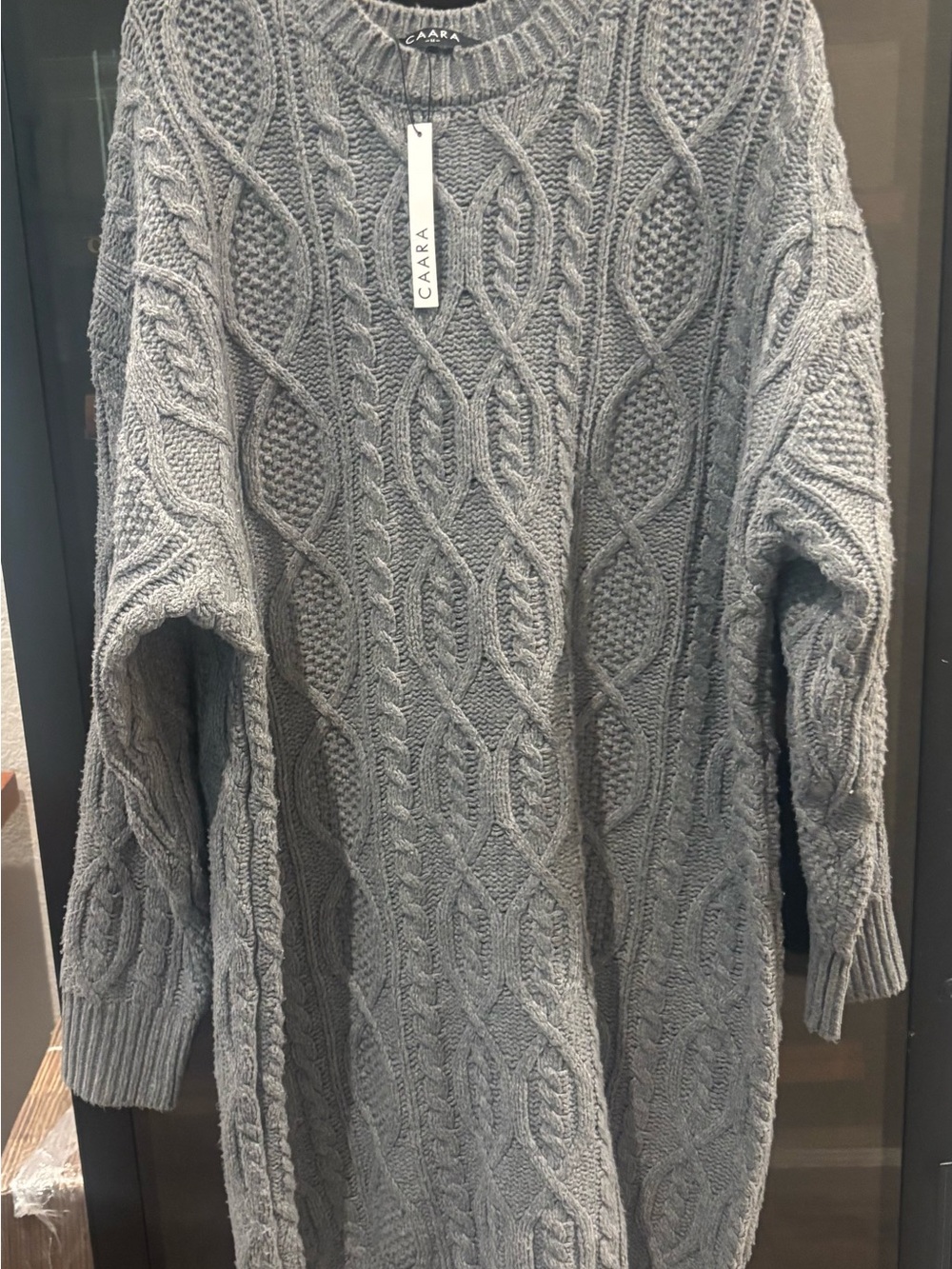 CAARA Gray Cable-Knit Women's Sweater M